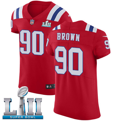 Nike Patriots #90 Malcom Brown Red Alternate Super Bowl LII Men's Stitched NFL Vapor Untouchable Elite Jersey - Click Image to Close